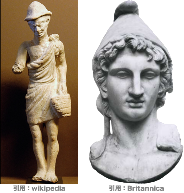 ピレウス帽をかぶった人の彫刻