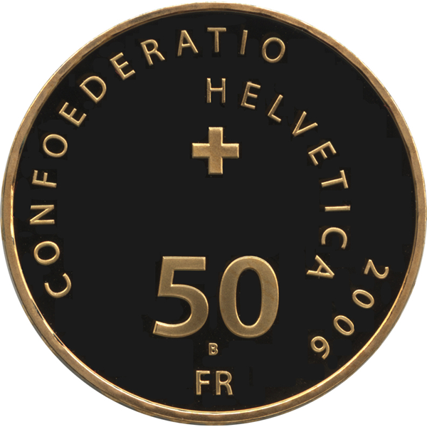 スイス　50フラン金貨　バチカンのスイス衛兵500年記念デザイン【表】